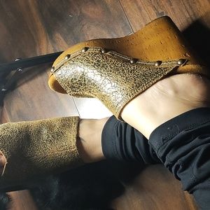 Gold Wedge Sandals